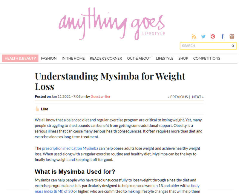 Screenshot of article from Anything Goes Lifestyle website